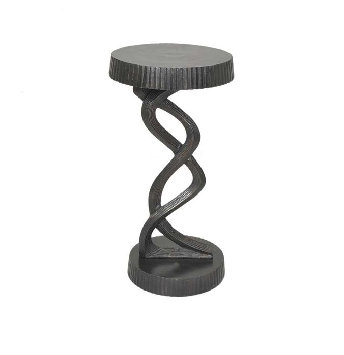 STOLIK POMOCNICZY czarny, aluminiowy, ryflowane elementy