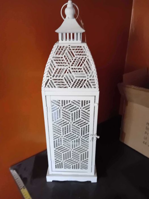 Lampion metalowy z szybkami -duży58 cm