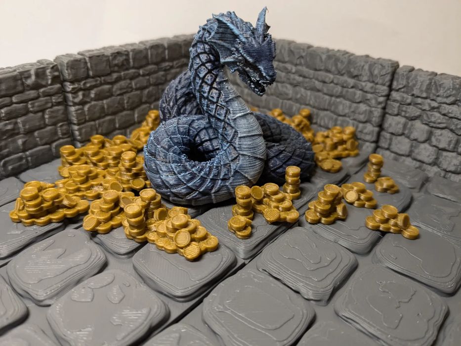 Pilhas de Moedas e Barras de Ouro para D&D