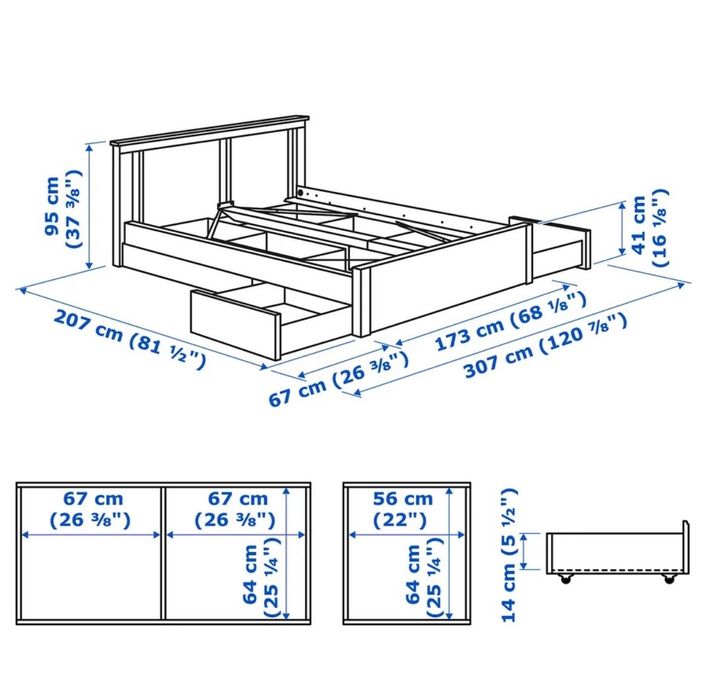 Conjunto gavetões cama SONGESAND IKEA