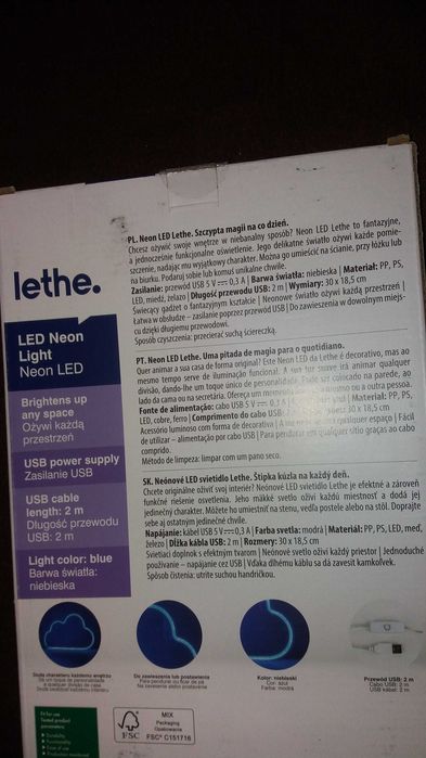 Neon led lethe usb zestaw 4szt do wyboru