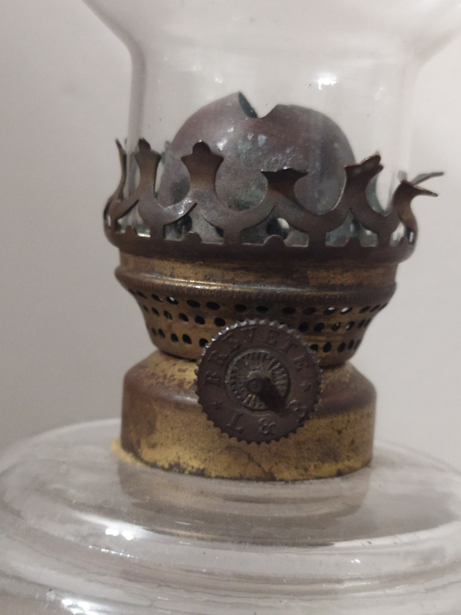 Lampa naftowa kryształ sygnowana  Brevete Stylowe starocia