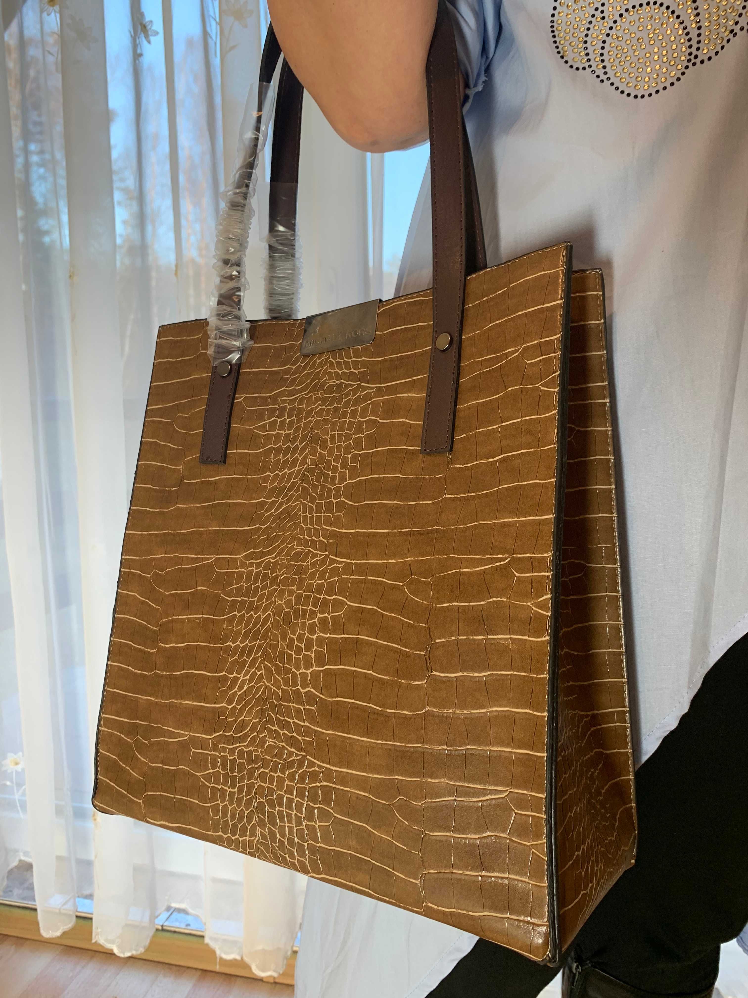 torba Michael Kors shopper, brązowa -wyprzedaż