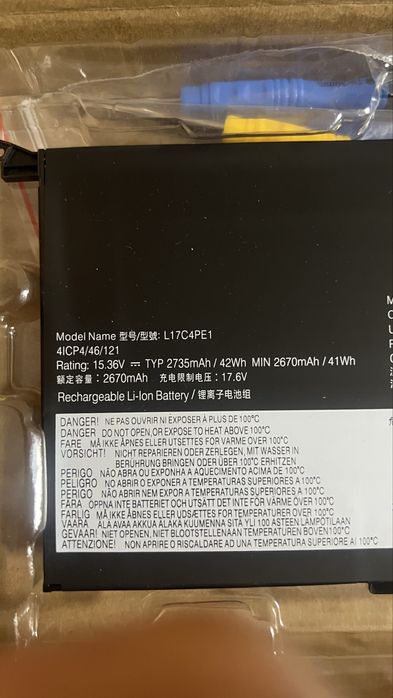 2735mAh 15.36V L17C4PE1 батарея акумулятор для Lenovo YOGA