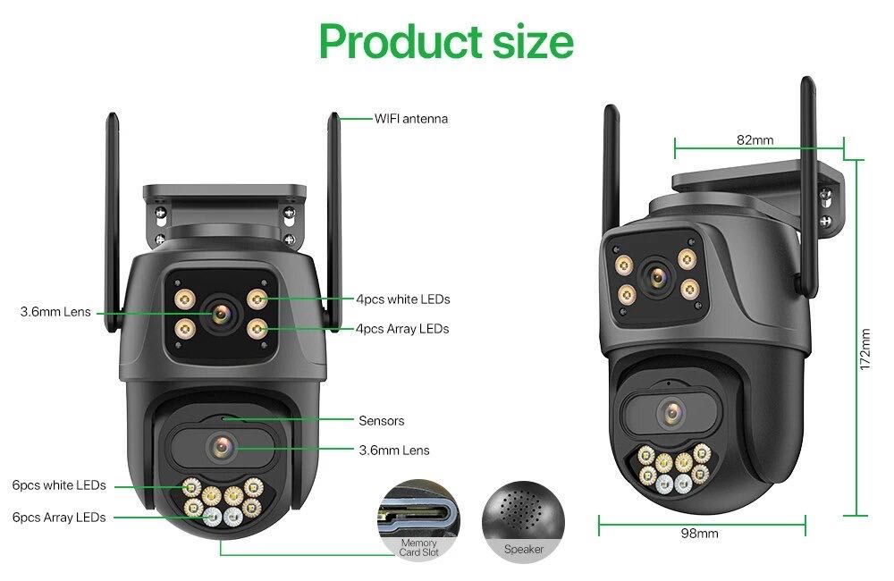 Вулична поворотна Wi-Fi камера Wonsdar XM66 8MP Onvif iCSee