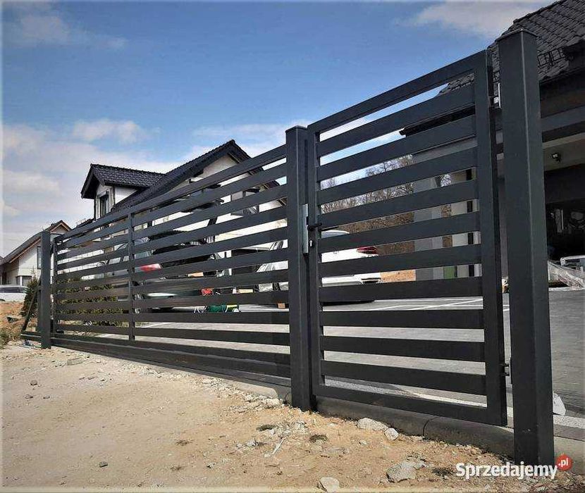 Brama wjazdowa palisadowa przesuwna + Furtka