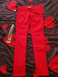 Nowe z metką spodnie r 38 czerwone,  gratis 2 szt pasków