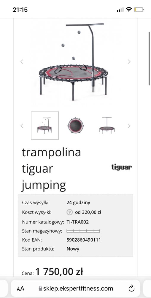 Trampolina Tiguar Jumping fitness kardio profesjonalna