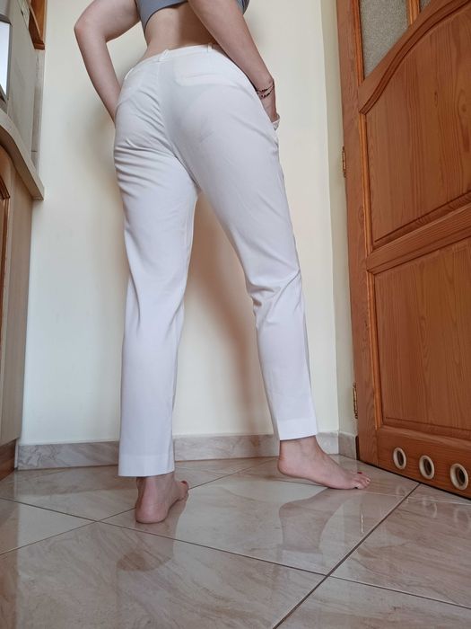 Damskie chinosy spodnie eleganckie wizytowe Mango kremowe beżowe 38 M