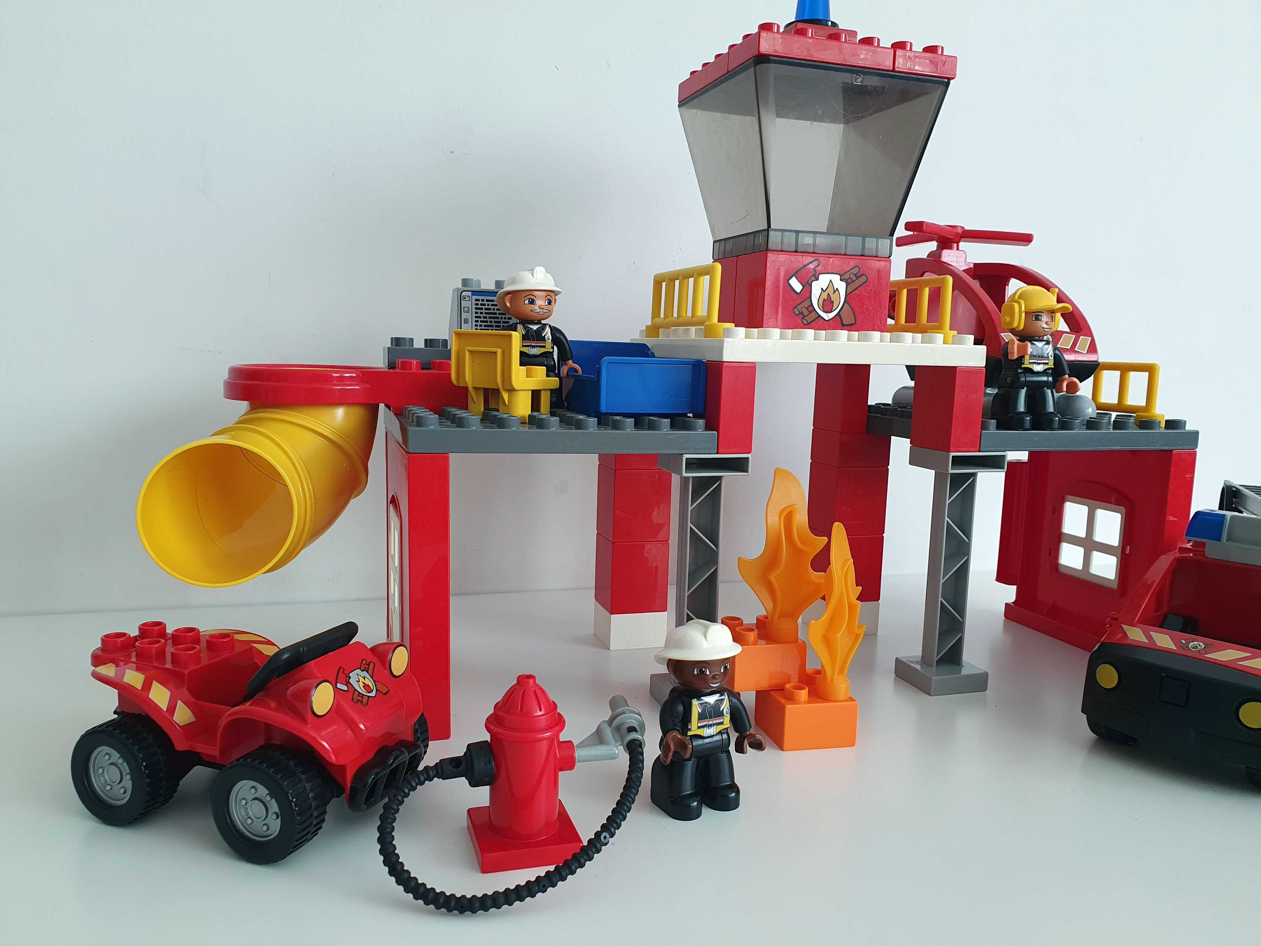 Lego DUPLO 5601 remiza strażacka + 5603 quad straż pożarna helikopter