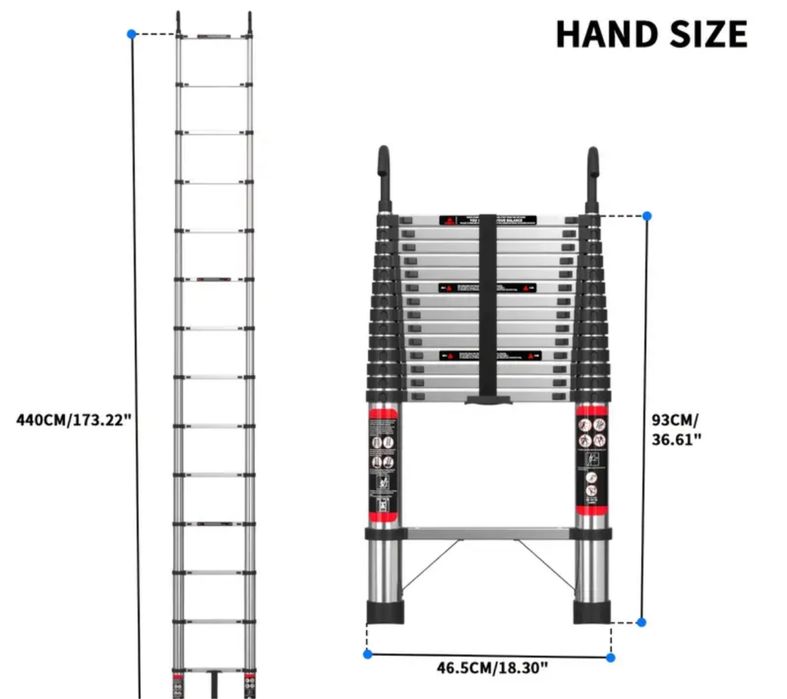 Drabina ze stali nierdzewnej*teleskopowa*Dach,malowanie ścian,antypośl