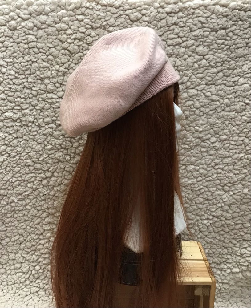 Beret rózowy damski
