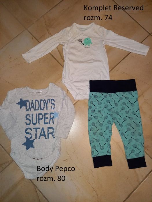 Komplet body i spodnie Reserved rozm. 74, body pepco 80