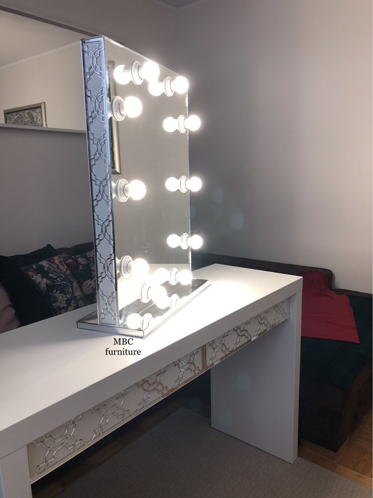 Piękna toaletka lustrzana szuflada MIRROR dodatkowo lustro do makijazu