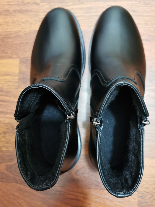 Eleganckie Skórzane Ocieplane Buty Męskie Na Zamek Gruby Spód Ciepłe