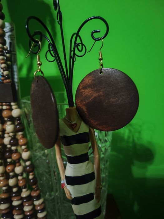 3-częściowy zestaw drewnianej biżuterii w stylu Boho