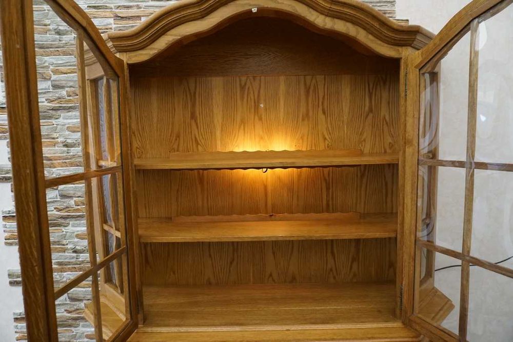 witryna z komodą dębowa podświetlana szer. 155 cm  (p-870)  -20%  -20%