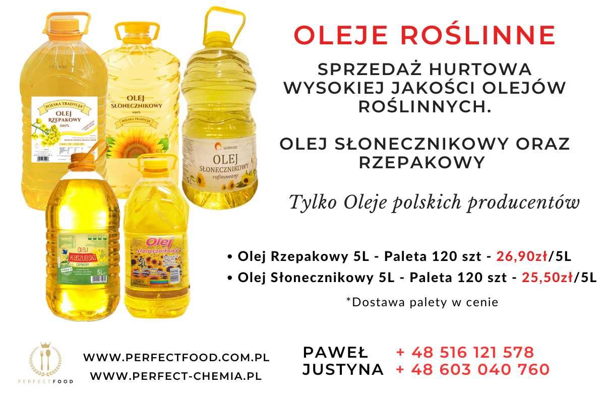 Olej Rzepakowy 5L Polskich Producentów Paleta 160 sztuk Dost. Gratis
