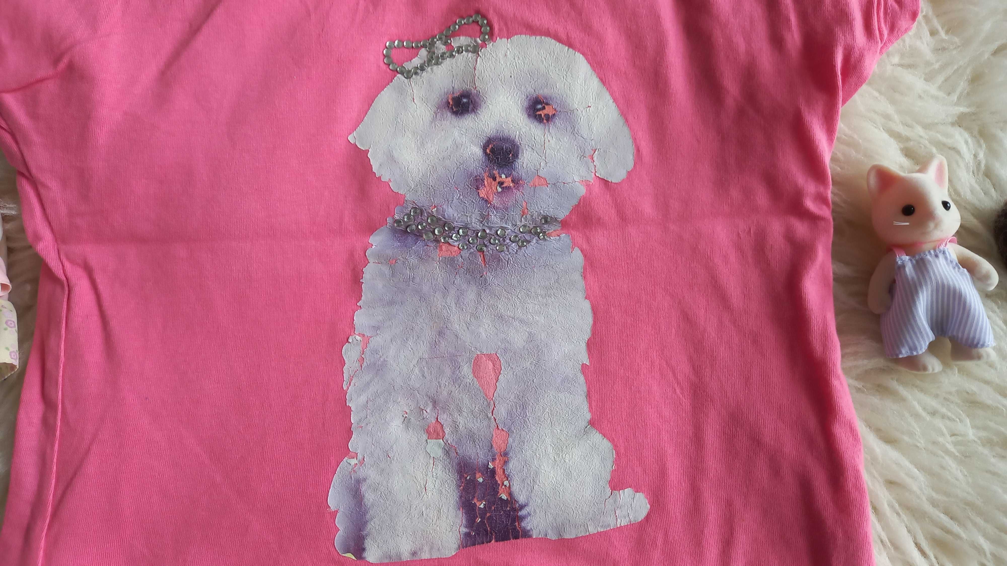 Różowa koszulka z pieskiem Cool Club T-Shirt na lato - rozmiar 122