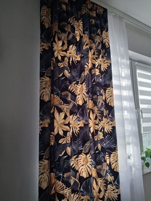 Zasłony wzorzyste monstera