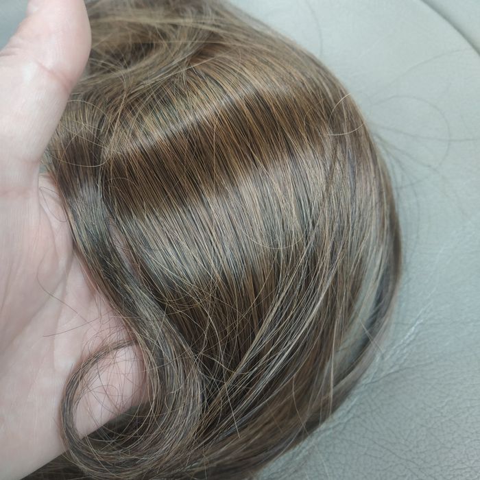 Хвіст темно-русий з рудинкою 55см /штучне пряме волосся/шиньйон