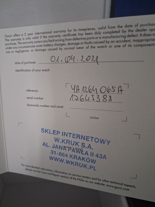 Oryginalny zegarek Gucci