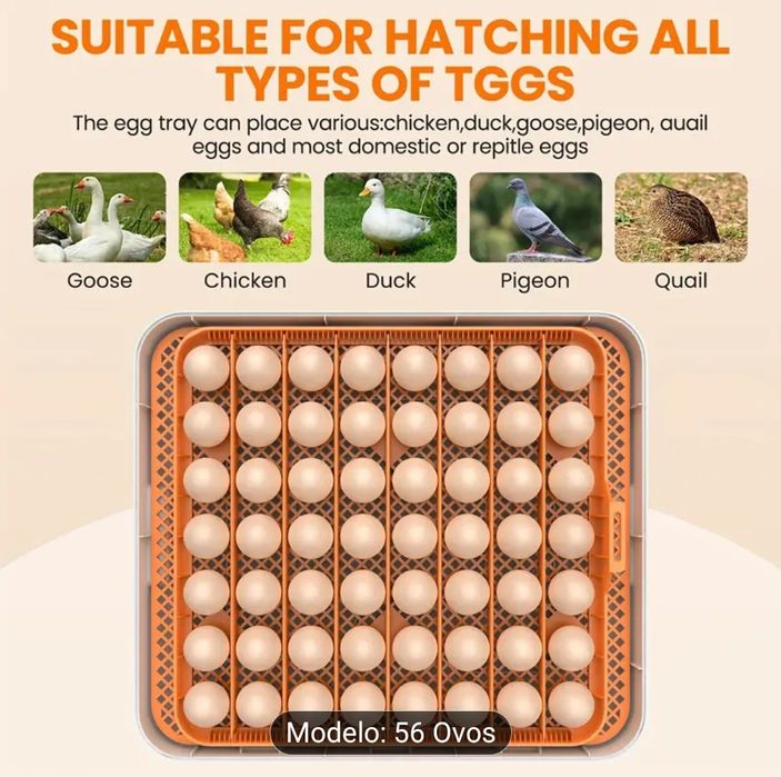 Incubadora / Chocadeira 56 Ovos - Totalmente Automática - Nova