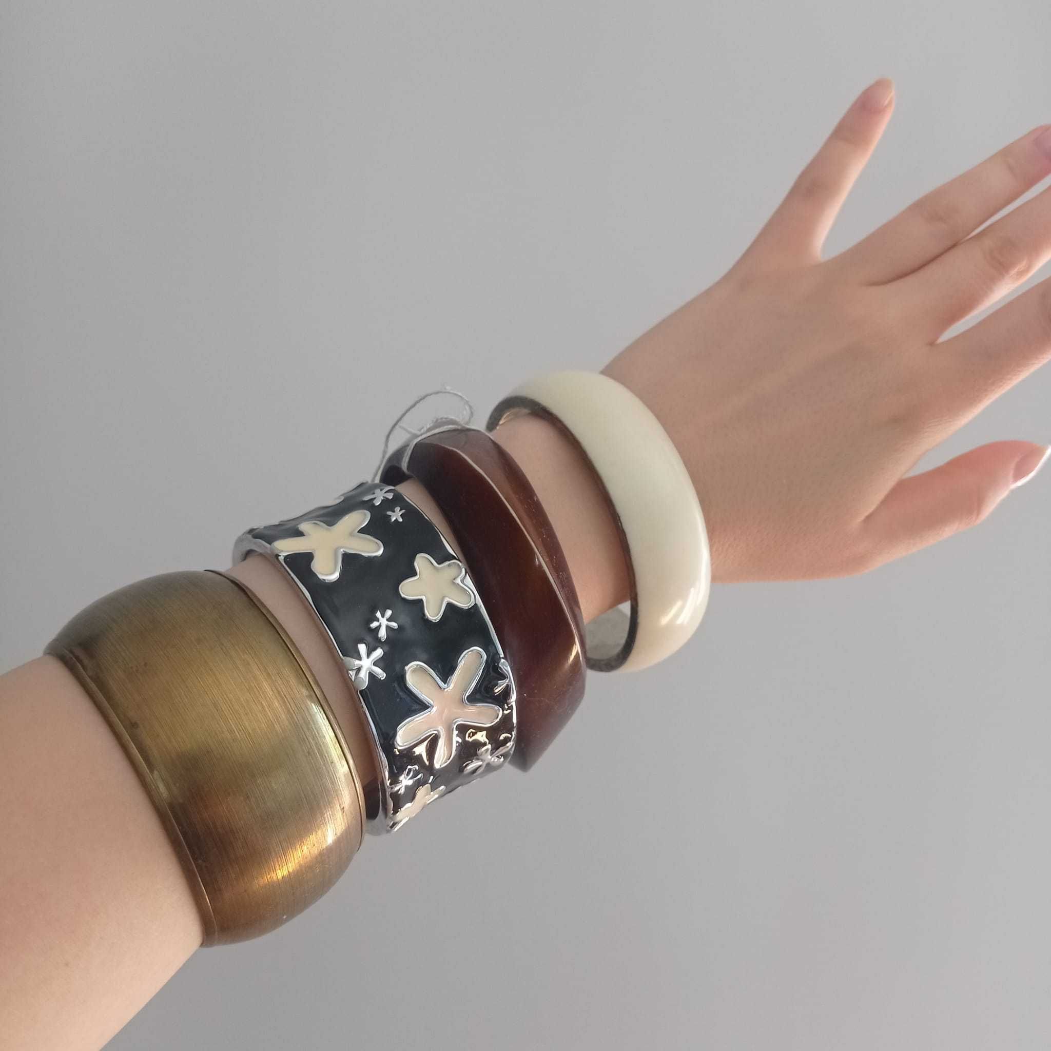 Bransoletki zestaw plastikowe vintage retro boho kolorowe ozdoby