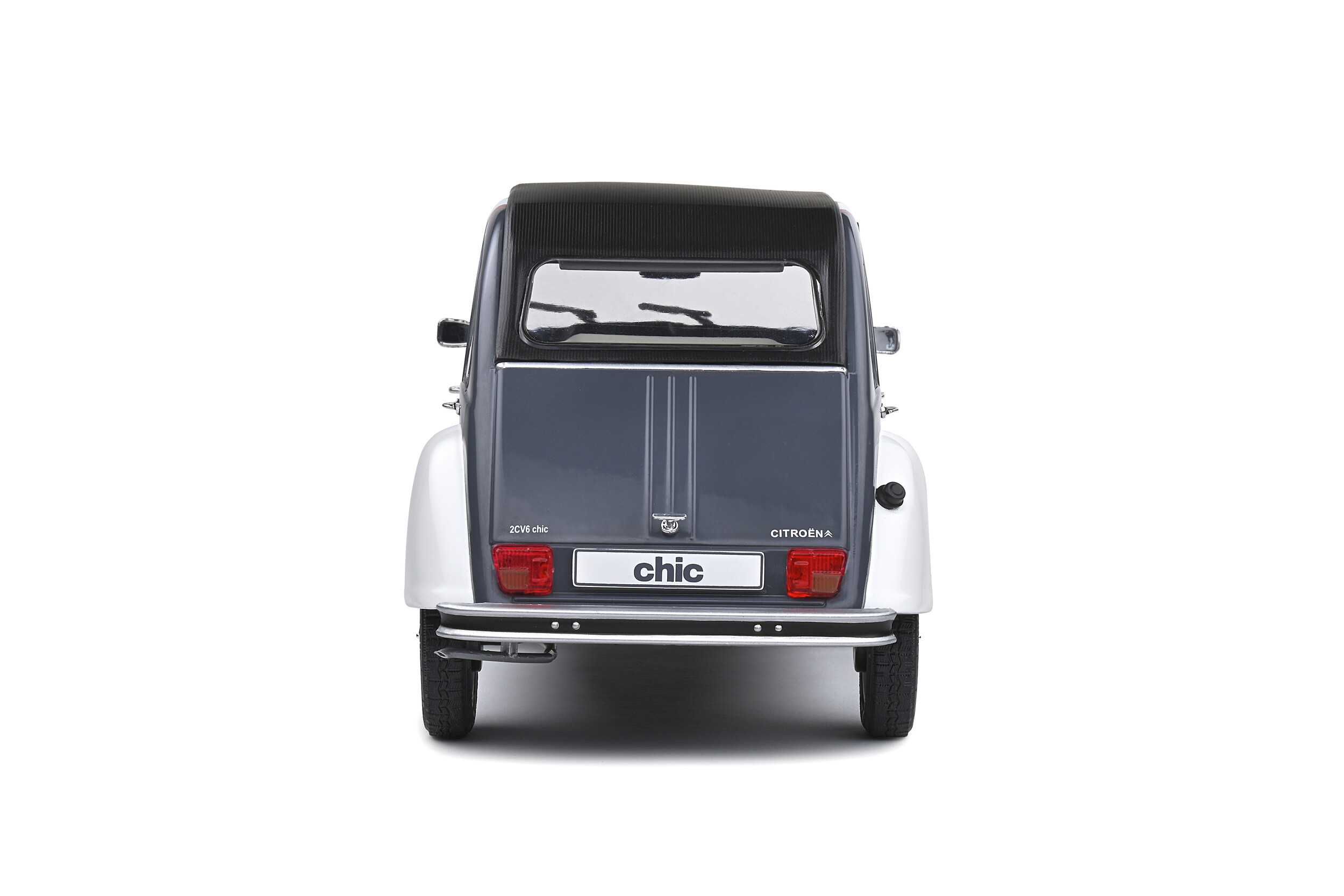 Miniatura - Citroen 2CV6 Chic year 1982 - grey / white / black 1:18