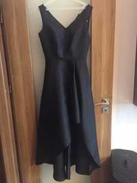 Czarna suknia bal studniówka długa asymetryczna