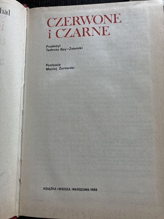 Książka  „Czerwone i Czarne” Stendhall