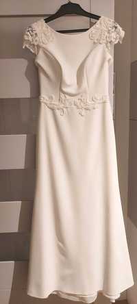 Suknia ślubna elegancka ze zdobieniami roz 36