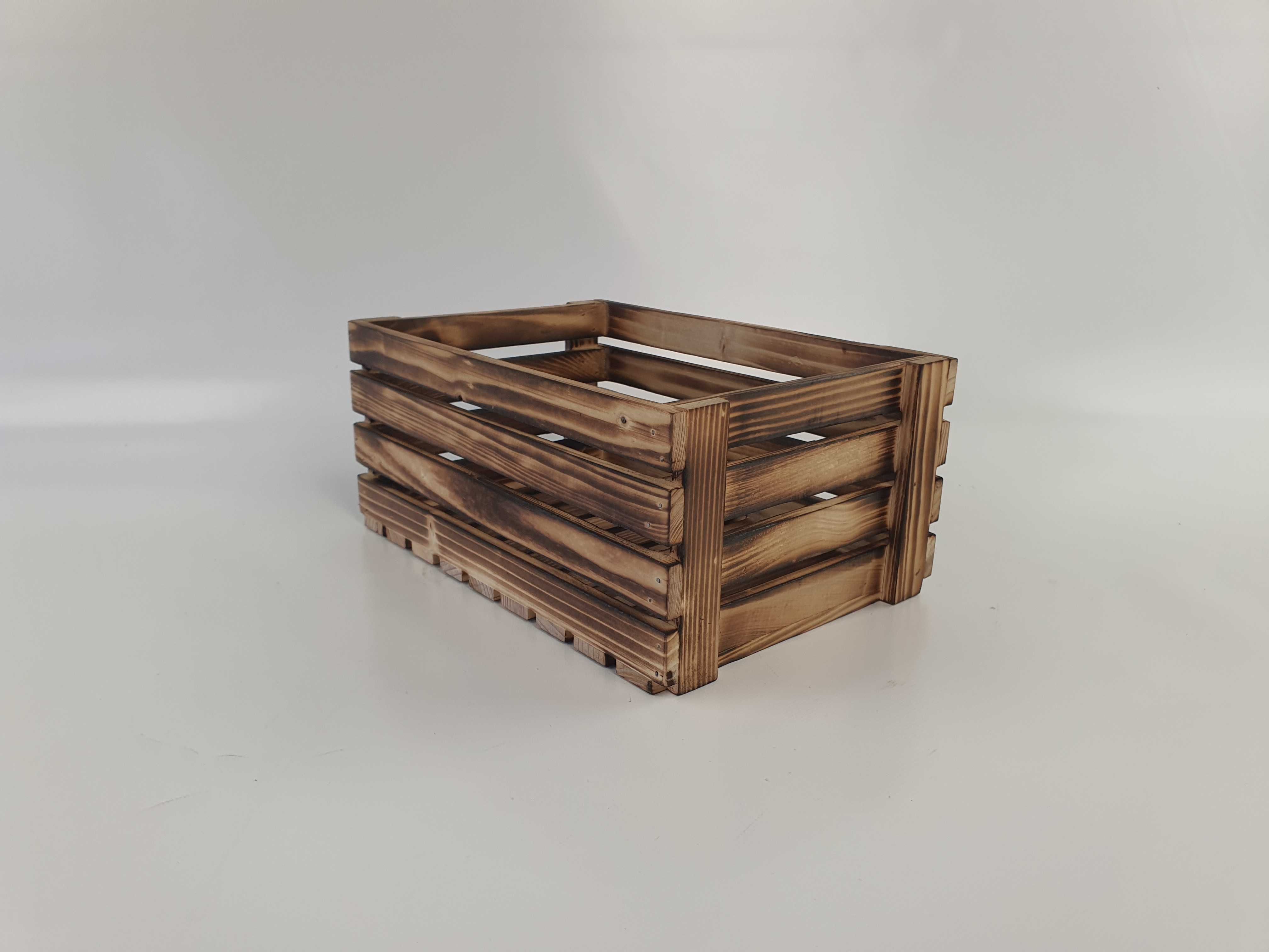Skrzynka drewniana opalana PREMIUM półka dekoracyjna 30x20x13 rozm M