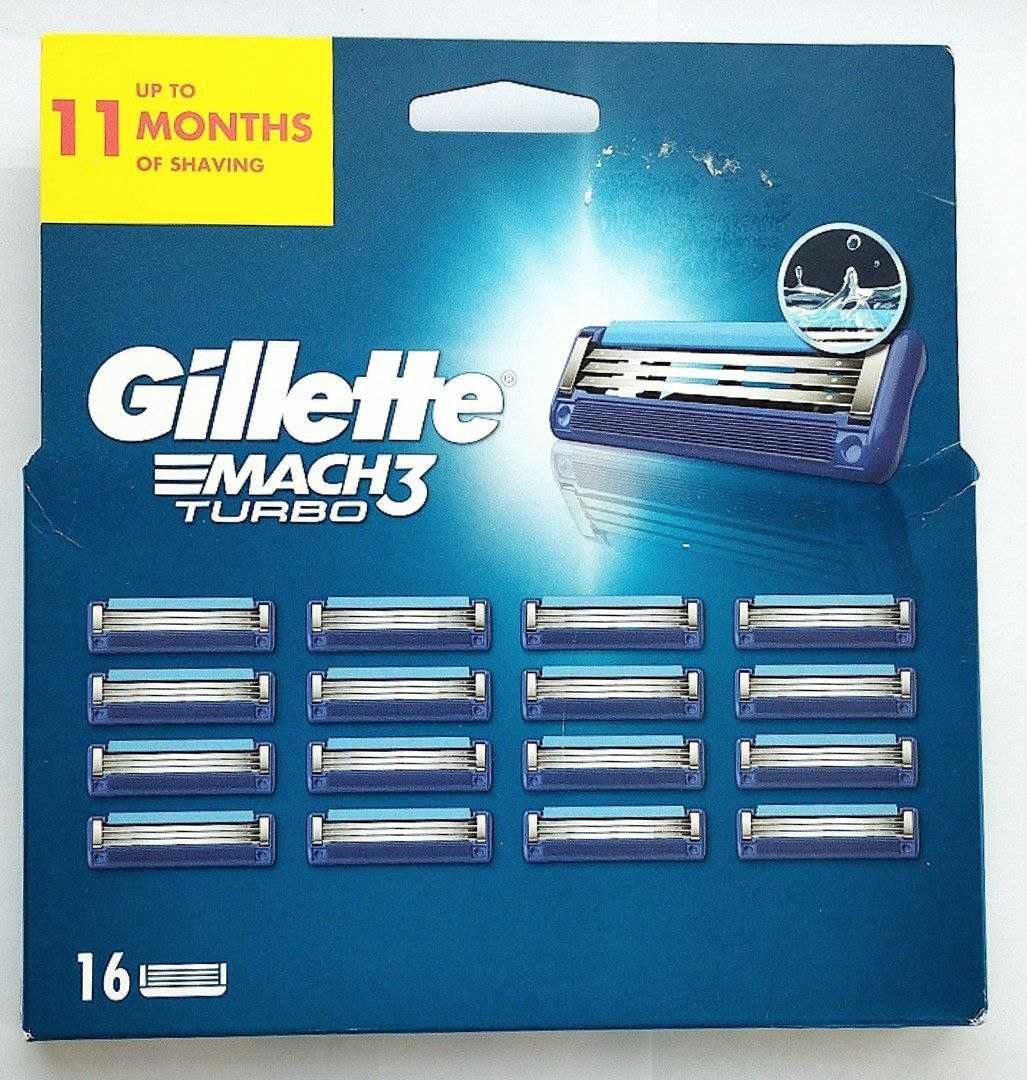 Gillette Mach3 Turbo леза для гоління 4,8,12,16 шт в уп. Оригінал
