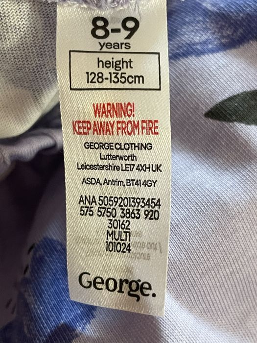 128-135 George 134 5pak piżam bawełniana piżama krótki rękaw kwiaty UK