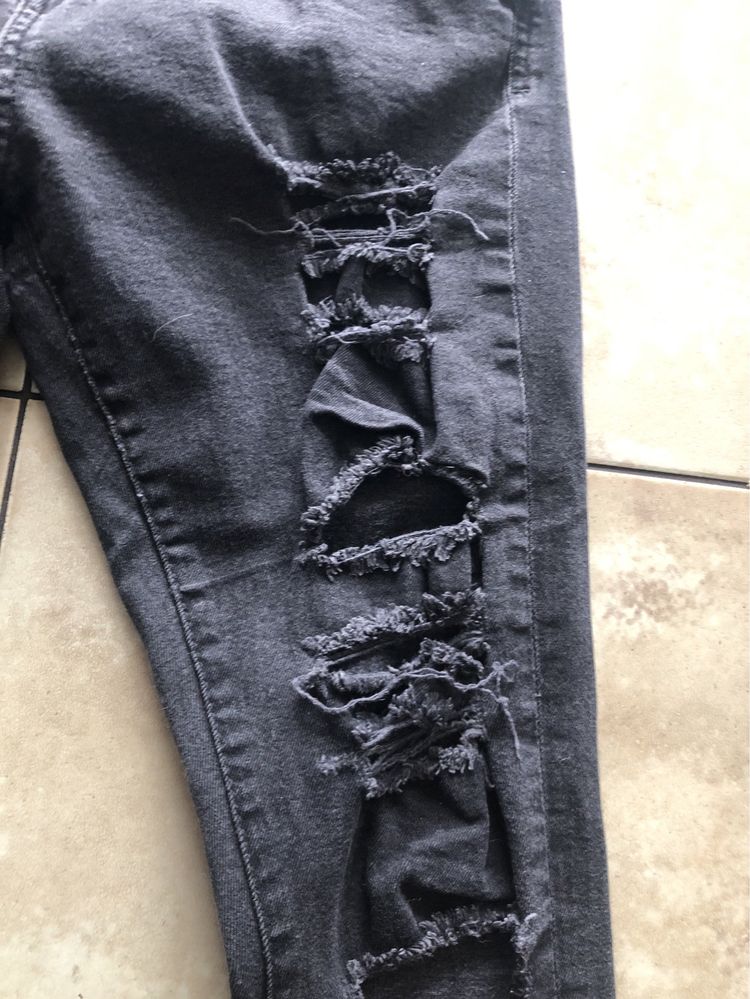Denim Co Spodnie jeans z dziurami czarne 40