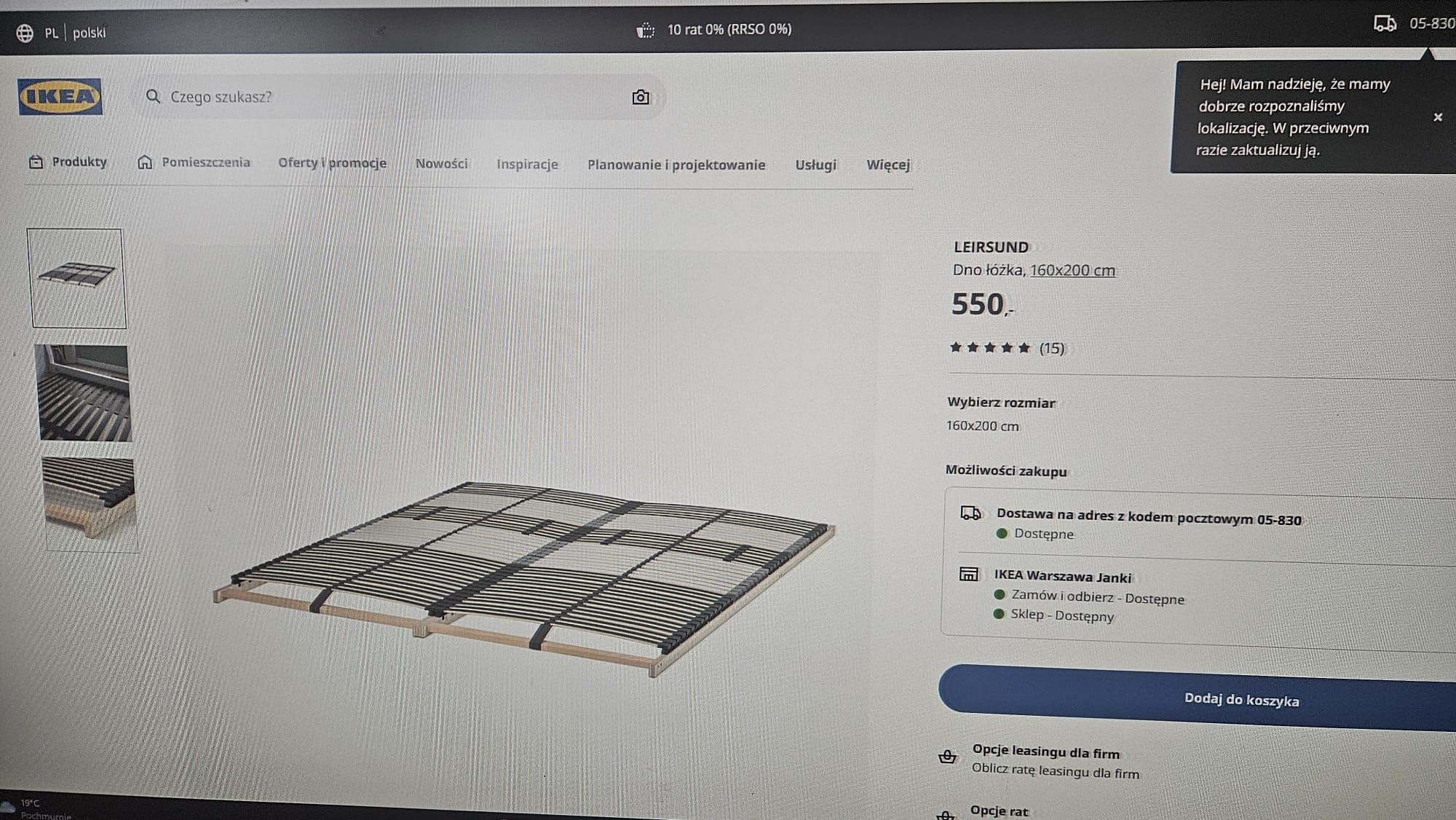 Dno łóżka Ikea LEIRSUND 160x200