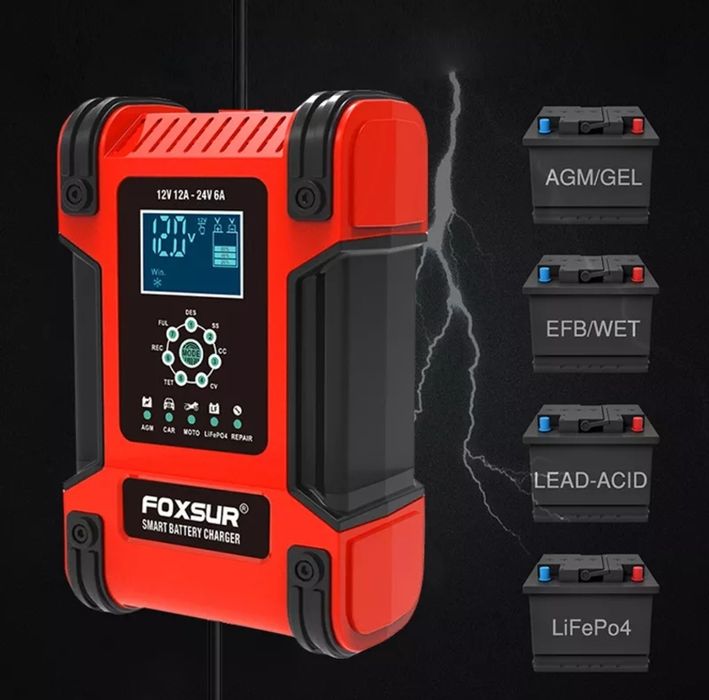Многофункциональное зарядное устройство Foxsur 12V-12A, 24V-6A.