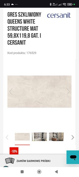 Gres szkliwiony QUEENS white structure mat 59,8x119,8 CERSANIT
