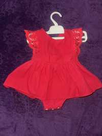 Платье 3-6 мес, 62-68, цвет красный, очень крссивое платье