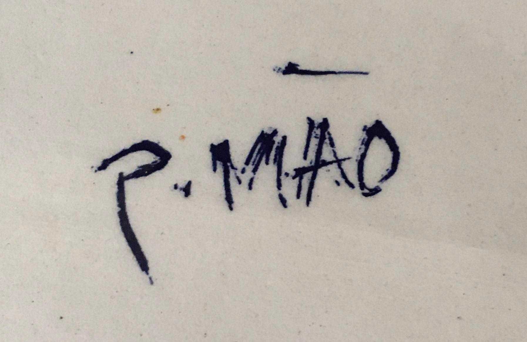 Travessa grande antiga pintada à mão estilo miragaia