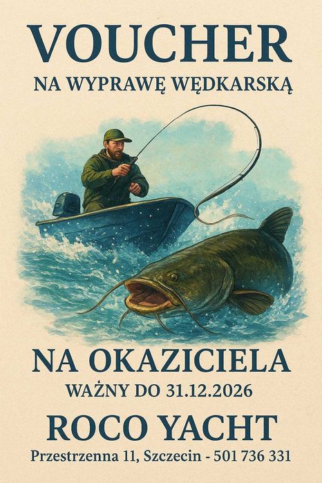 wędkarska wyprawa na sumy i sandacze VOUCHER na prezent świąteczny