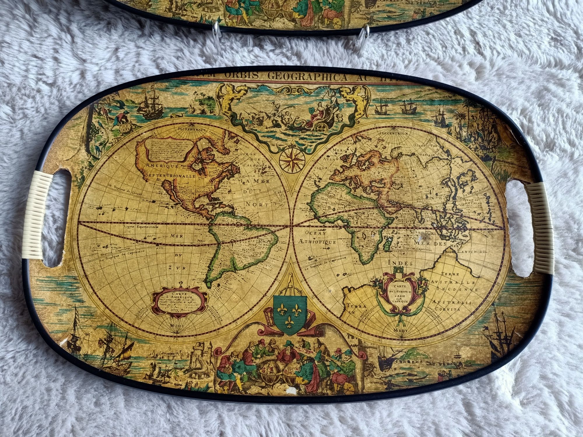 Taca deska do serwowania vintage rekwizyty  PRL bibeloty starocie mapa