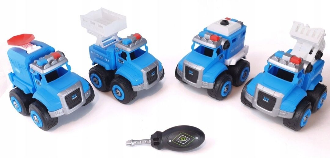 Policja 4auta pojazdy konstrukcyjne specjalne zestaw zabawka