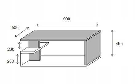 Stolik kawowy ława DAN 90cm półka sonoma biały beton dąb craft salon