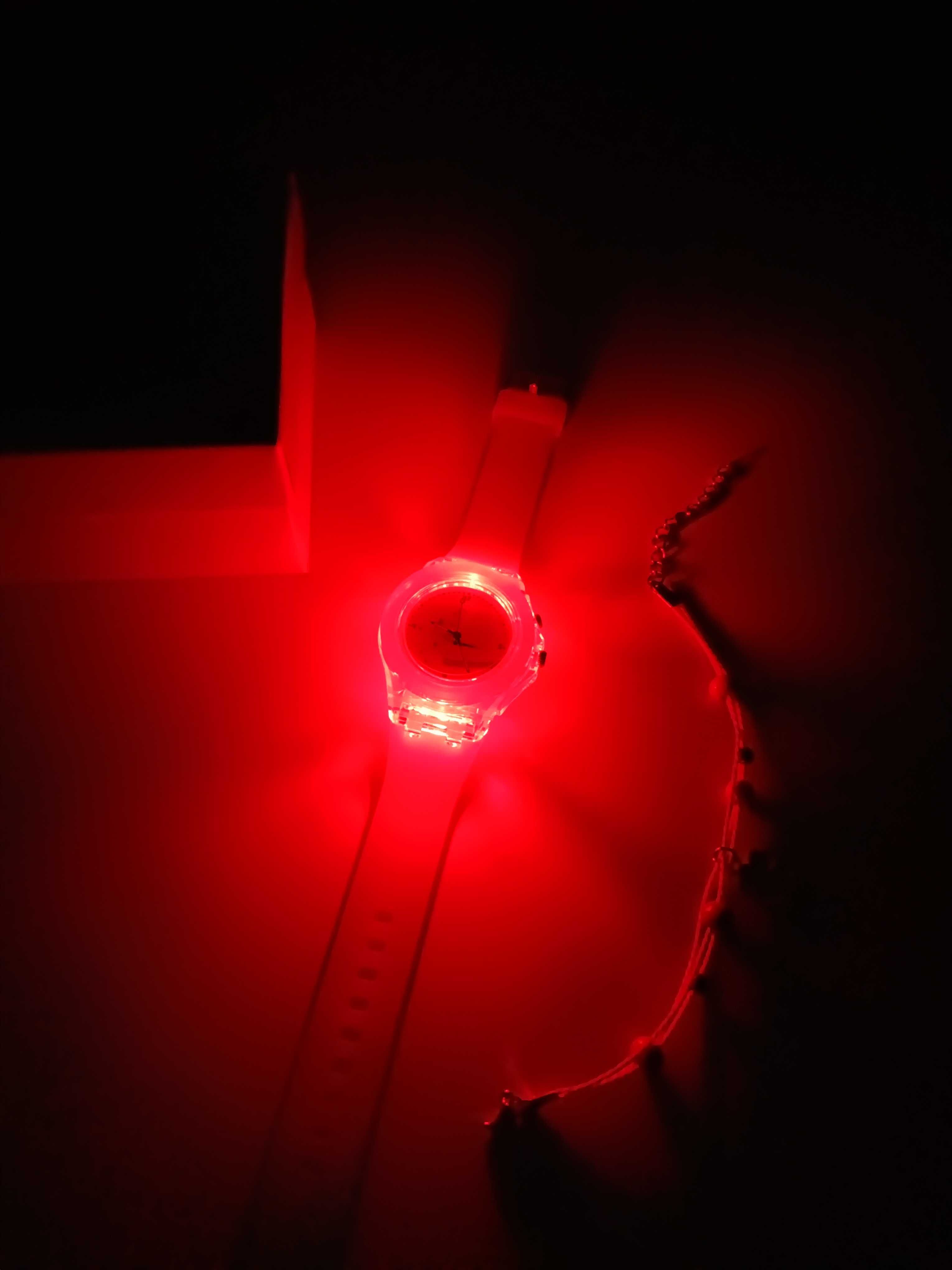 Nowy świecący różowy zegarek dziewczęcy LED + bransoletka na Prezent