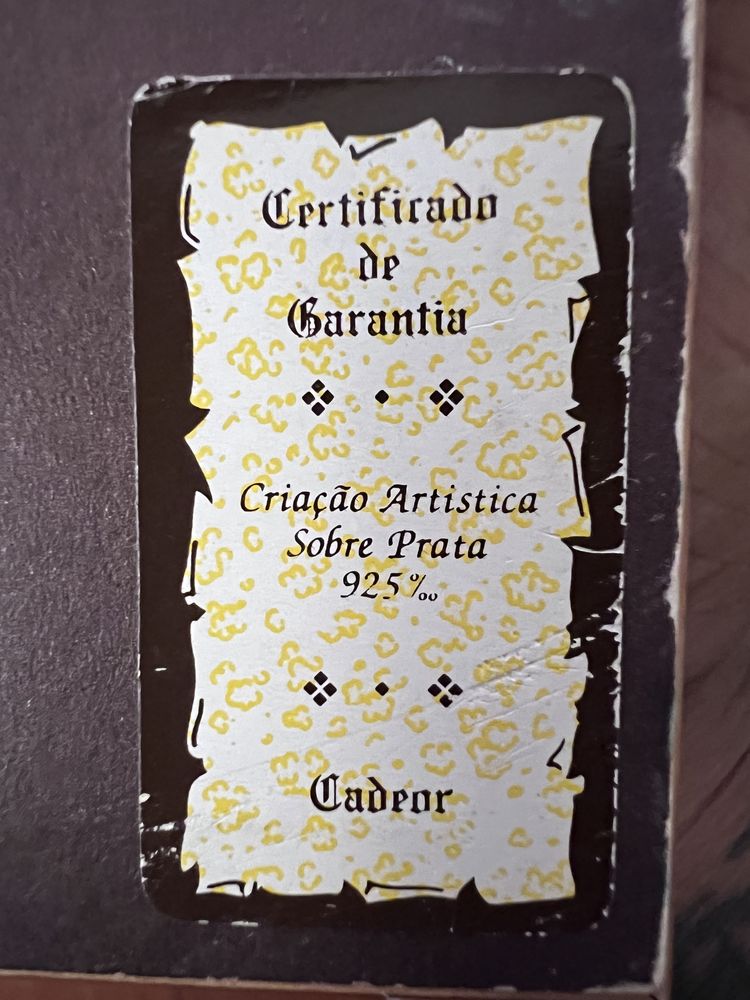 Quadro Certificado de Criação Artística sobre Prata.