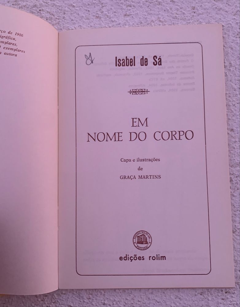 Em nome do corpo - Isabel de Sá   1986