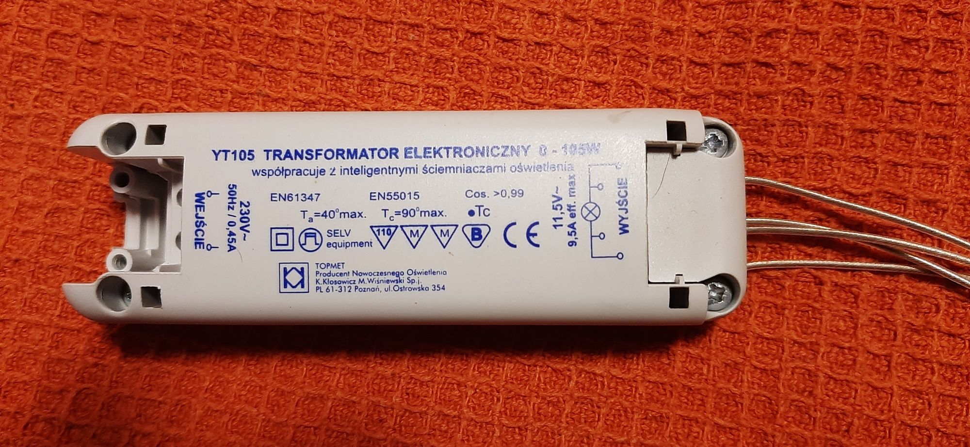 TRANSFORMATOR Elektroniczny  YT105T 0-105W 12V