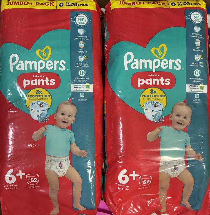 Підгузки Pampers 6+  трусики 52 шт ,2 пачкі